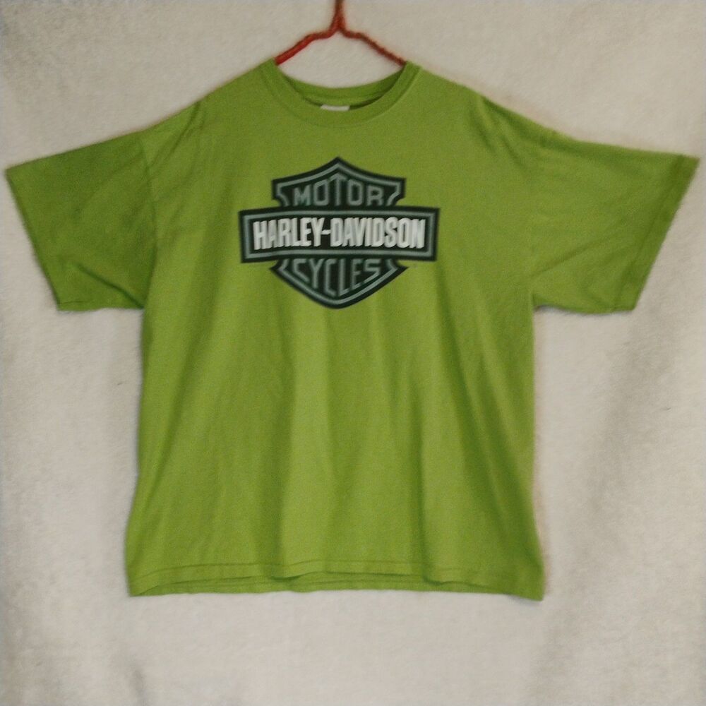 Harley Davidson 2011 Shirt Mens XL Green Bar Shield Michigan Map C&S Mt Pleasant